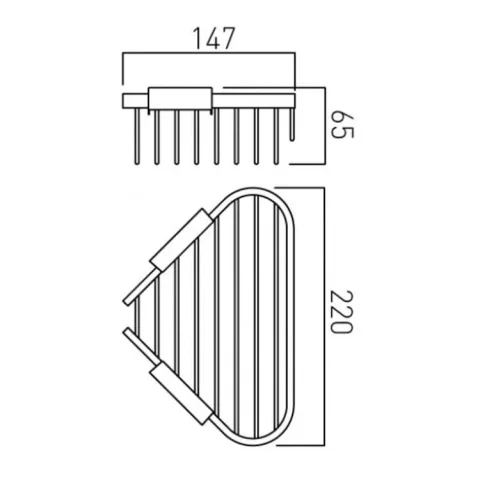 Vado Basket Medium Triangular Corner Wall Mounted Chrome technical drawing - Image 3
