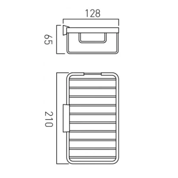 Vado Basket Medium Rectangular Wall Mounted Chrome technical drawing - Image 3