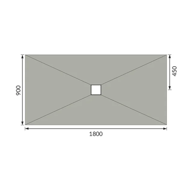 Abacus Elements Shower Level Tray 18x9 Centre technical drawing - Image 2