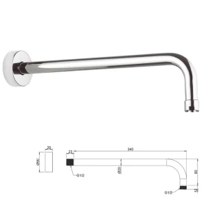 Crosswater Fusion Shower Wall Arm 340mm Chrome