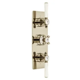 Booth & Co. 3 Outlet, 3 Handle Concealed Thermostatic Valve Bright Nickel & Crackled White product image - Image 1