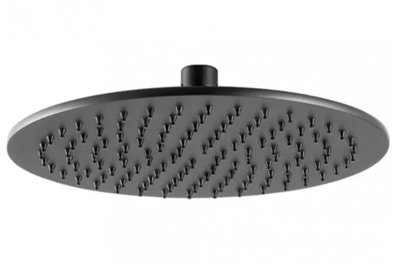 Just Taps Vos Round Shower Head 200mm Matt Black product image - Image 1