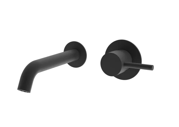 Saneux Cos Wall Mounted 2 Plate Basin Mixer - Matte Black