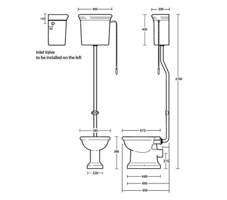Imperial Etoile H/l Cistern Kit Chrome technical drawing - Image 3