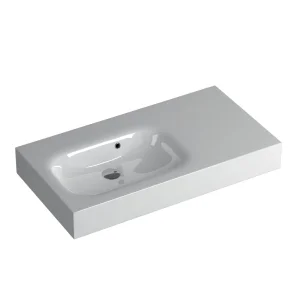 Faeber Infinite S1 Pearl 900mm Left Hand Wall Hung Basin White polished
