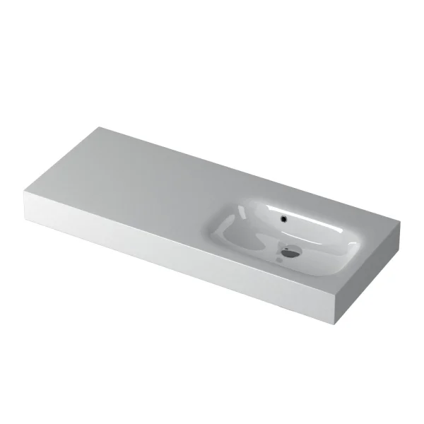 Faeber Infinite S1 Pearl 1200mm Right Hand Wall Hung Basin White polished