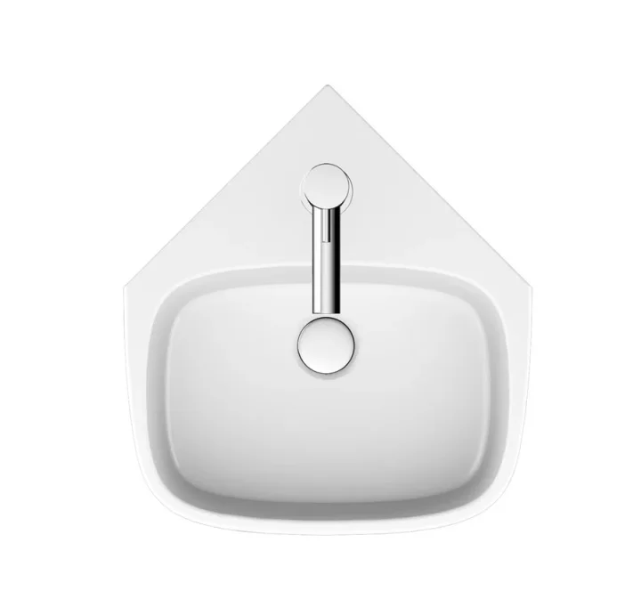 Crosswater Kai S Corner Basin With Overflow White detail view - Image 3