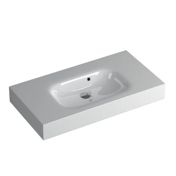Faeber Infinite S1 Pearl 900mm Single Central Wall Hung Basin White polished