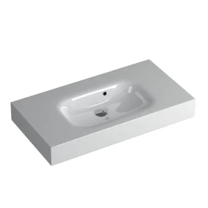 Faeber Infinite S1 Pearl 900mm Single Central Wall Hung Basin White polished