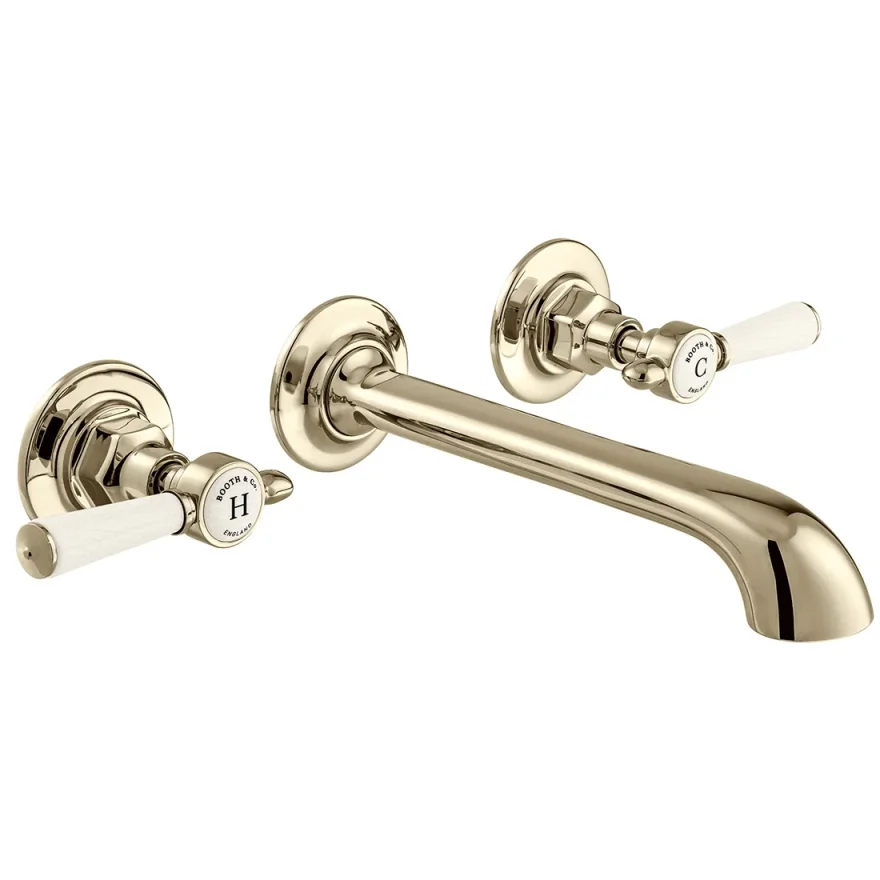 Booth & Co. Wall Mounted Basin Mixer Bright Nickel & Crackled White product image - Image 1