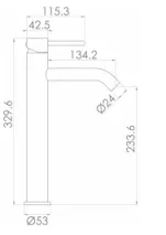 Saneux Cos Tall Basin Mixer - Brushed Nickel technical drawing - Image 2