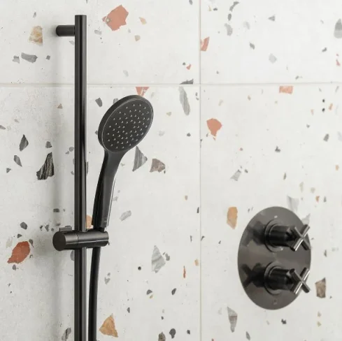 Vado Individual Single Function Slide Rail Shower Kit With Atmsphere Single Function Air-injection Handset Brushed Black detail view - Image 2