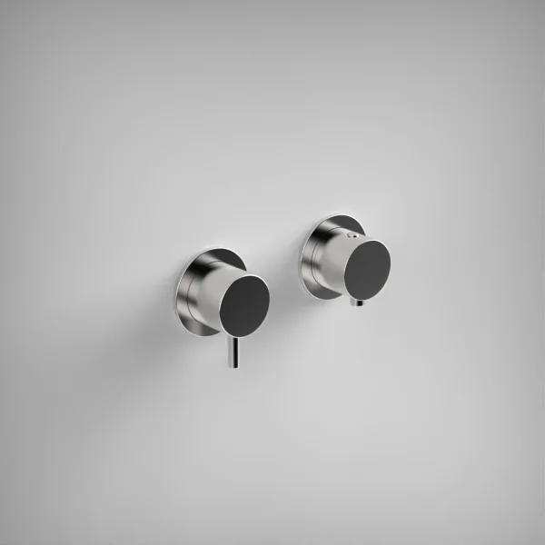 Ava Trend 1 Way 2 Handle Thermostatic Valve W/ Flanges - Polished Stainless Steel