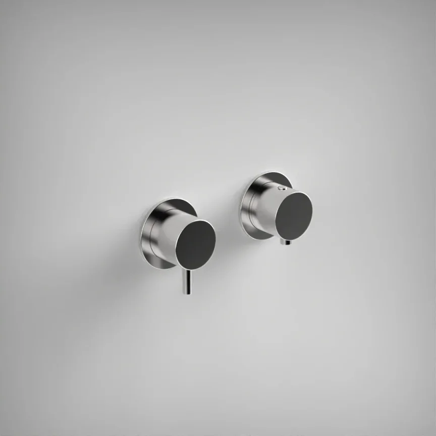 Ava Trend 1 Way 2 Handle Thermostatic Valve W/ Flanges - Polished Stainless Steel product image - Image 1