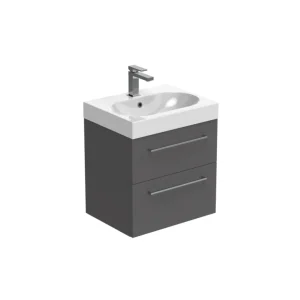 Saneux Austen 60cm 2 Drawer Wall Mounted Unit - Matte Iron Grey