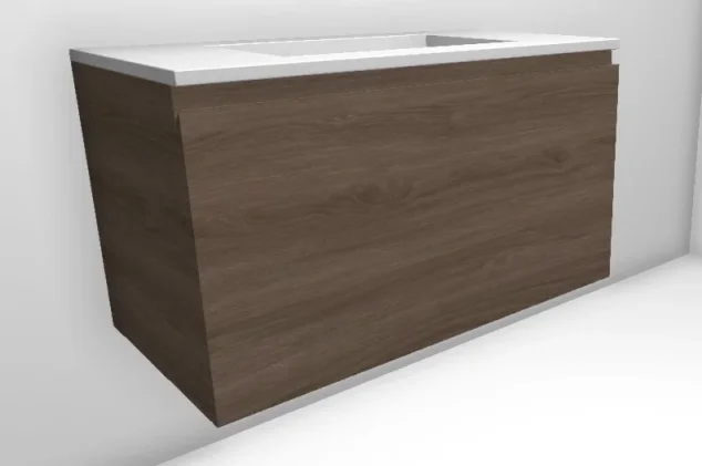 Faeber Mode 900mm 1 Drawer Basin Vanity Unit Teak product image - Image 1
