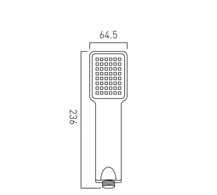 Vado Rectangular Single-function Rub-clean Shower Handset Chrome technical drawing - Image 3