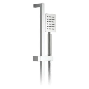 Vado Aquablade Slide Rail Shower Kit With Rectangular Single Function All Metal Rub Clean Shower Handset With Cool Touch Handle, 900mm Slide Rail With Twist Control And 150cm Shower Hose Chrome