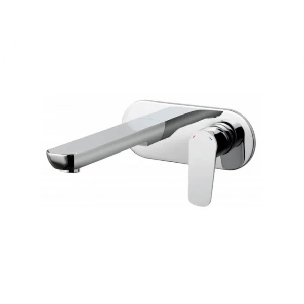 Vado Photon 2 Hole Basin Mixer Single Lever Wall Mounted With Oval Back Plate And Honeycomb Flow Regulator Chrome