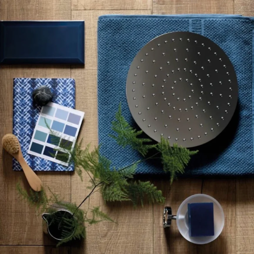 Vado Individual Single Function Easy Clean Round Shower Head 300mm Brushed Black detail view - Image 4