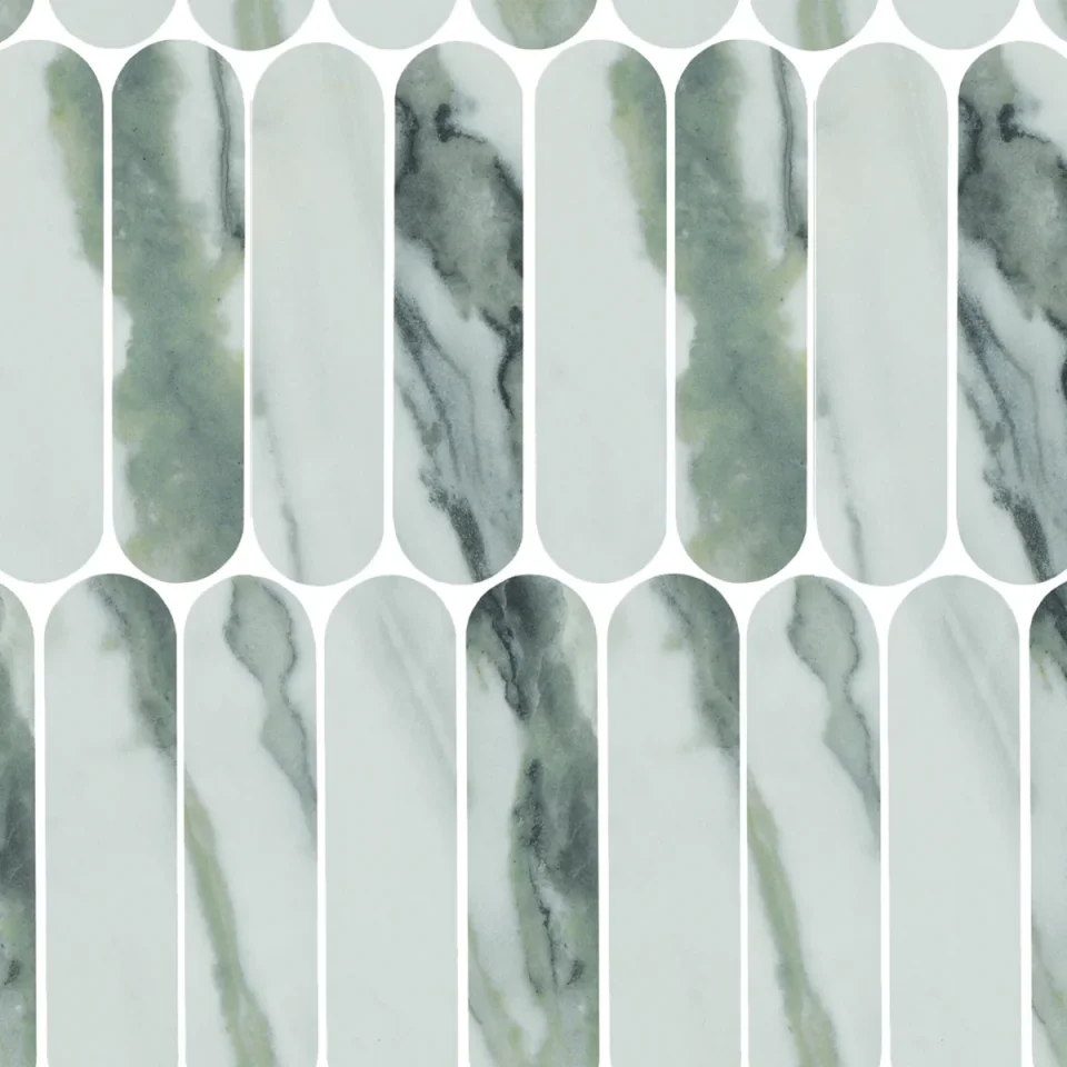 European Tiles Charmo Calacatta Green Oval Mosaic 19.5 X 37cm Polished Wall Tile (sold Per Piece) detail view - Image 2