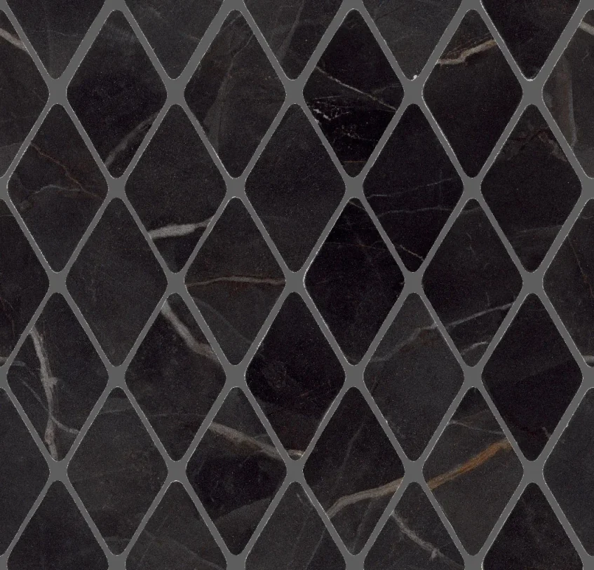 European Tiles Charmo Calacatta Black Diamond Mosaic 31 X 33.5cm Polished Wall Tile (sold Per Piece) detail view - Image 2