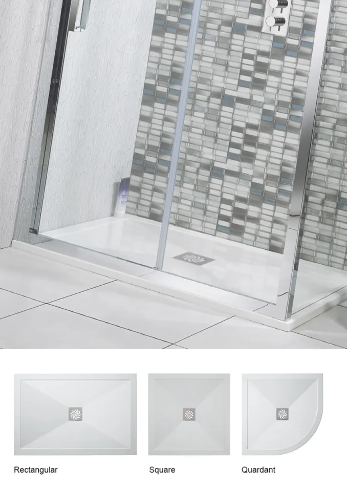 Crosswater Central Waste Offset Quadrant Right Hand 25mm Stone Resin Shower Tray 800 x 1200mm detail view - Image 2