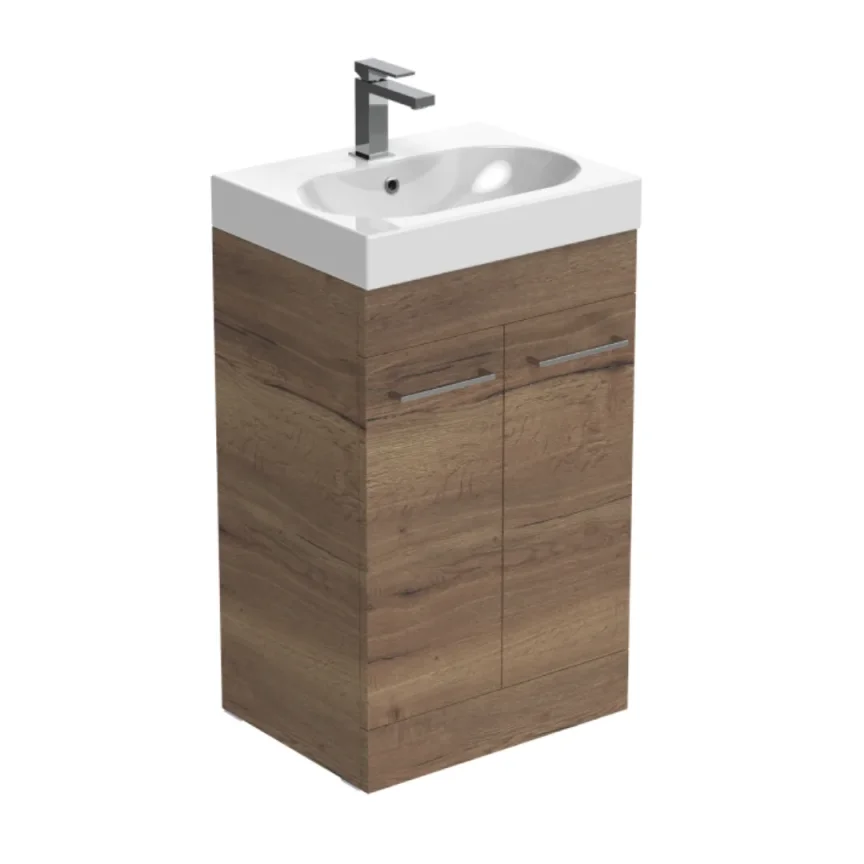 Saneux Austen 60cm 2 Door Floor Standing Unit - English Oak detail view - Image 2