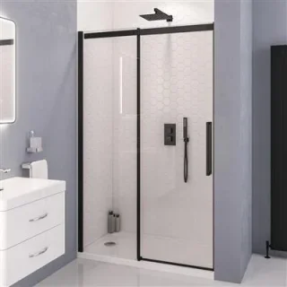 Eastbrook Corniche 2000x1100 8mm Semi-frameless Sliding Door Matt Black