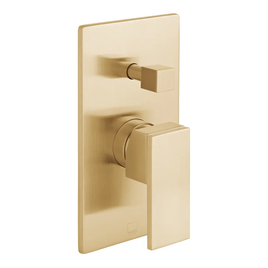 Vado Individual Notion 2 Outlet Concealed Single Lever Manual Valve With Diverter Brushed Gold product image - Image 1