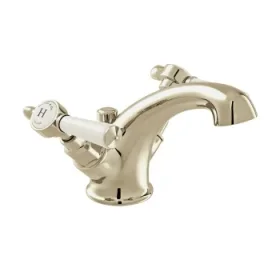 Booth & Co. Mono Basin Mixer With Pop-up Waste Bright Nickel & Crackled White product image - Image 1
