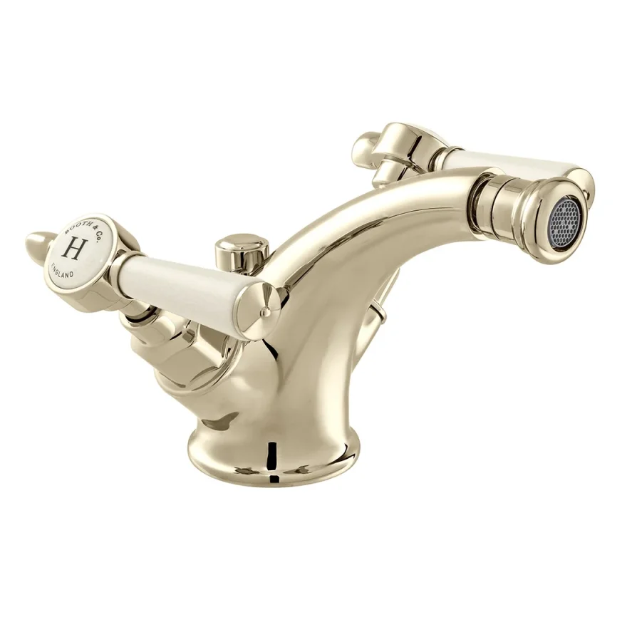 Booth & Co. Mono Bidet Mixer With Pop-up Waste Bright Nickel & Crackled White product image - Image 1