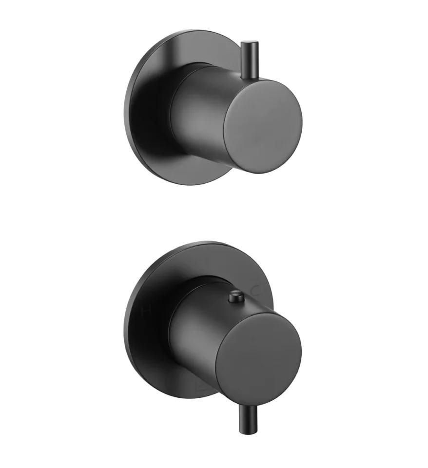Just Taps VOS Modular Thermostatic Concealed 2 Outlet Shower Valve Matt Black product image - Image 1