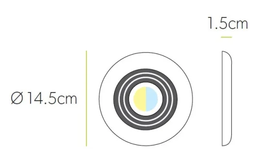 Hib Cyclone Wet Room Inline Fan, White - Cool White Led 14.5 X D1.5cm technical drawing - Image 2