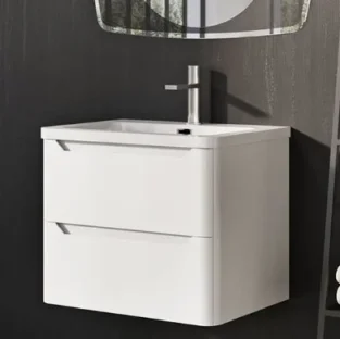 Cubico Eclipse Matt White 600mm Wall Hung Vanity Unit & Basin product image - Image 1