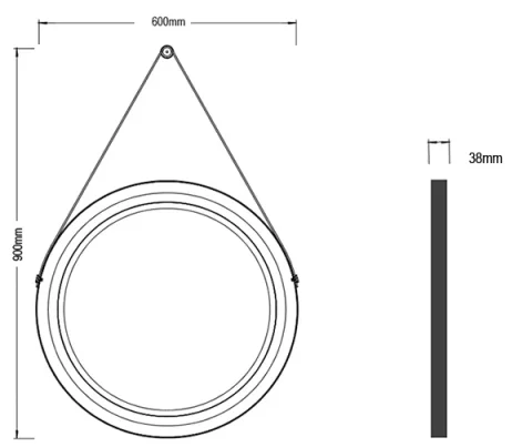 Hib Solstice 60 Mirror 60cm X D3.2cm technical drawing - Image 2