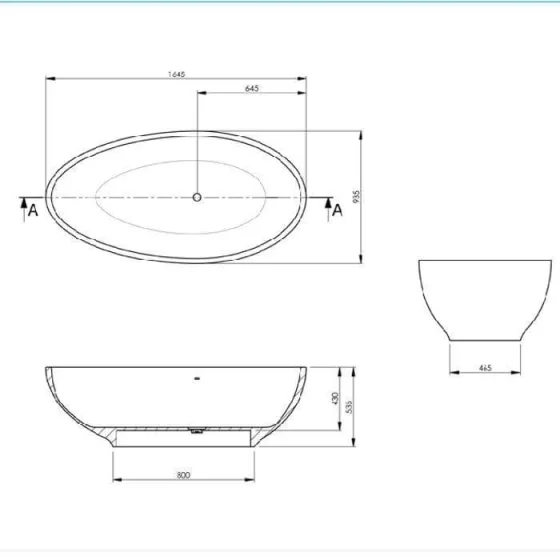 Bc Designs Gio Bath 1645 X 935 (no Waste) Polished White detail view - Image 3