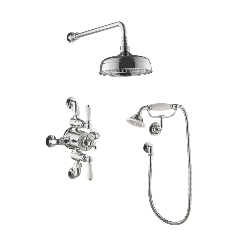 Just Taps Grosvenor Exposed Thermostatic Valve With Twooutlet Chrome product image - Image 1