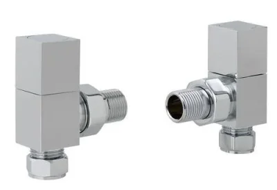 Eastbrook Angled Square Radiator Valve (pair) Chrome product image - Image 1