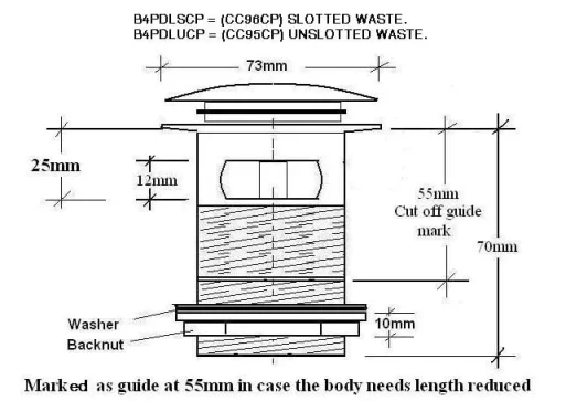 Bc Designs Push Down Bath Waste 70mm (slotted) Industrial Grey detail view - Image 2