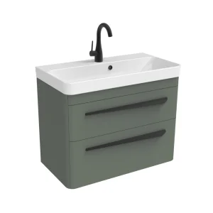 Saneux Hyde 70cm 2 Drawer Wall Mounted Unit - Matte Sage