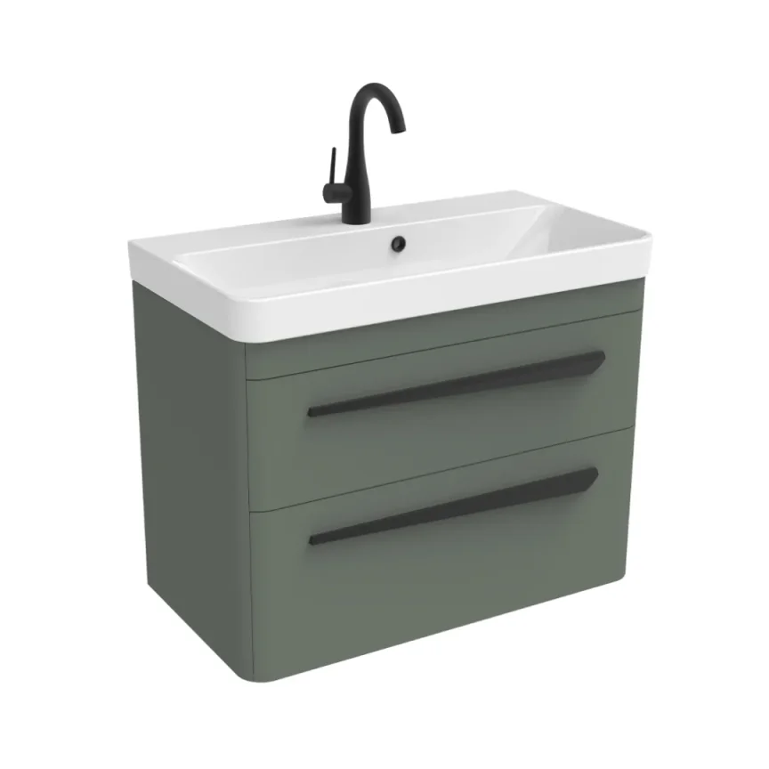 Saneux Hyde 70cm 2 Drawer Wall Mounted Unit - Matte Sage product image - Image 1