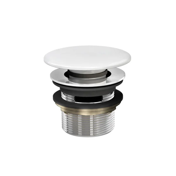 Britton Click Clack Bath Waste (slotted) With White Natural Stone Cover - For Use With Internal Overflow Bath