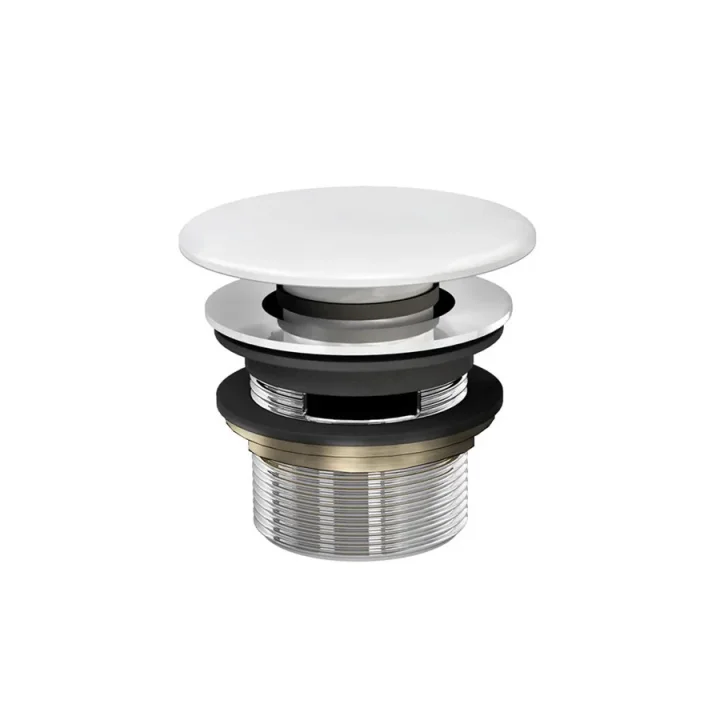 Britton Click Clack Bath Waste (slotted) With White Natural Stone Cover - For Use With Internal Overflow Bath product image - Image 1