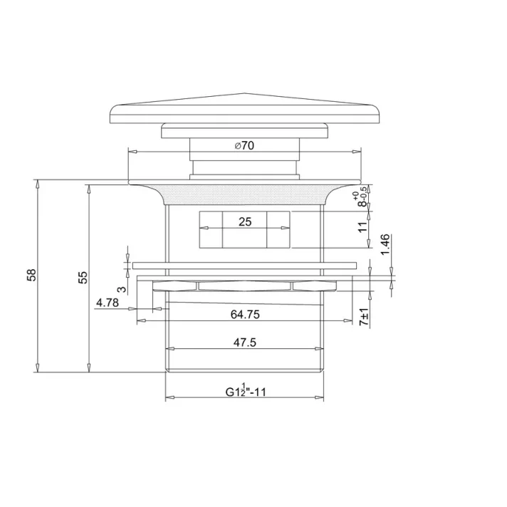 Britton Click Clack Bath Waste (slotted) With White Natural Stone Cover - For Use With Internal Overflow Bath detail view - Image 2