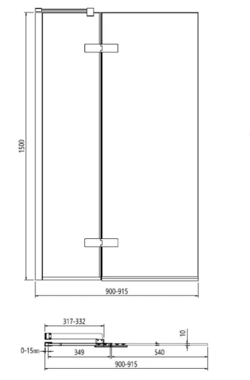 Crosswater Optix Hinged Bath Screen With Inline Panel 180 Left Handed Brushed Stainless detail view - Image 3