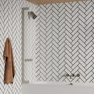 Crosswater Asura 8mm Hinged Bath Screen 900 Brushed Nickel