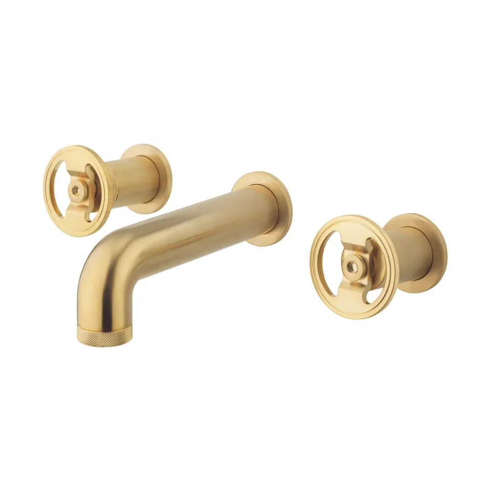 Crosswater Union Basin 3 Hole Set Wall Mounted Brushed Brass product image - Image 1