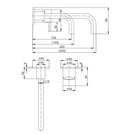 Crosswater Mpro Basin 2 Hole Set Wall Mounted Stainless detail view - Image 6