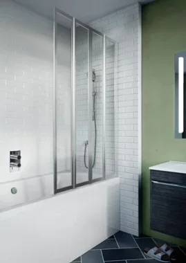 Crosswater Kai 6 Folding Bath Screen 800 Left Silver product image - Image 1